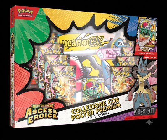 Collection with Premium Heroic Ascent Poster - Mega Lucario ex ITA